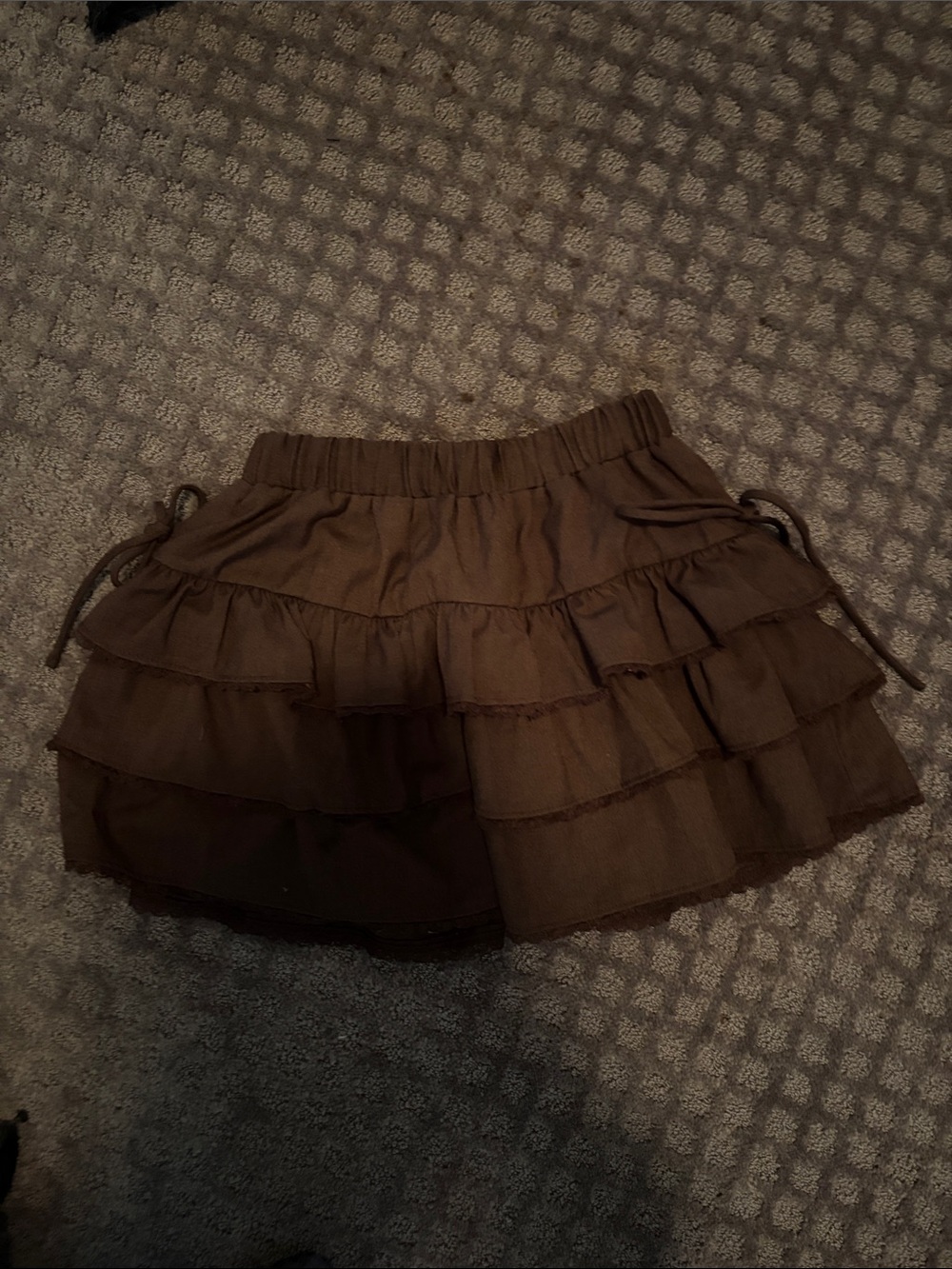 Tiered Ruffle Mini Skirt in Dark Brown